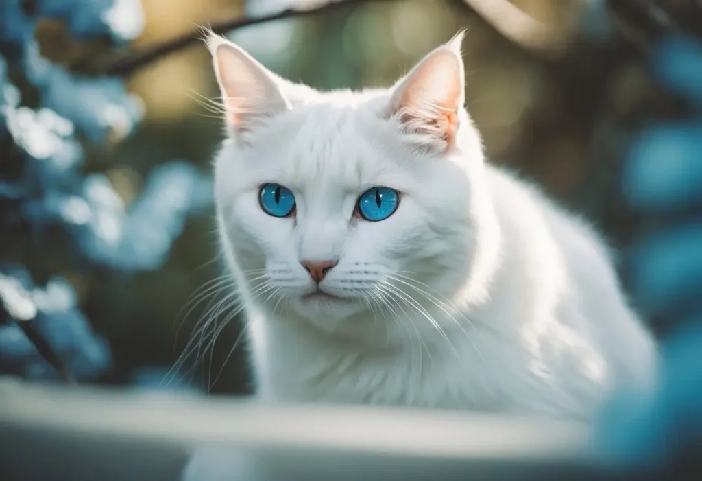 cat with blue eyes looking around