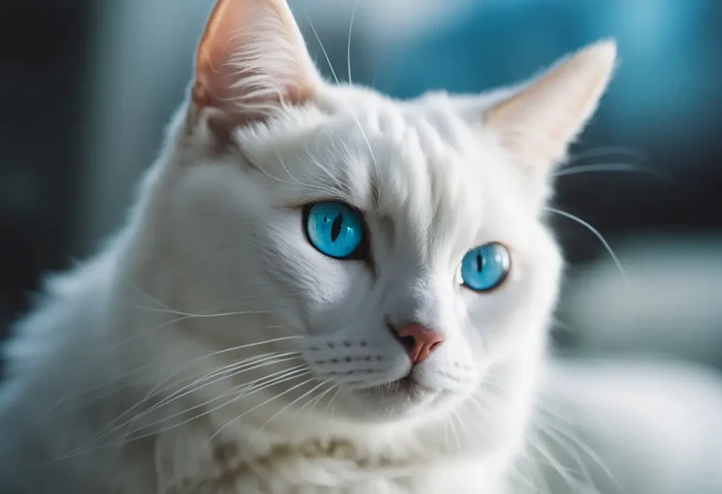 beautiful white cat with blue eyes