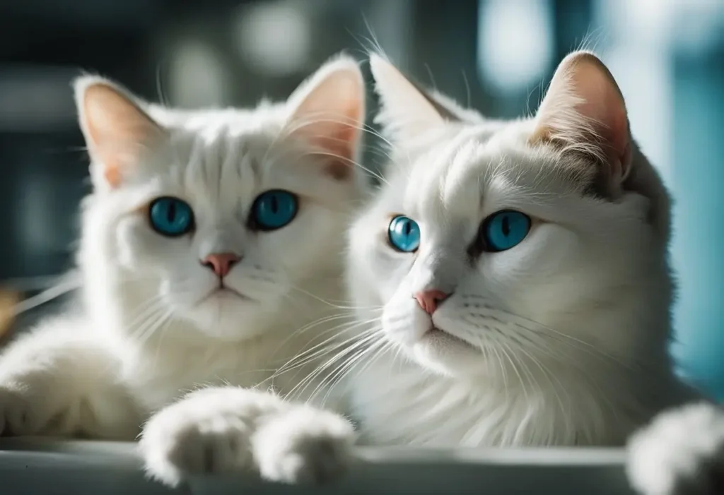 two white blue eyed kittens