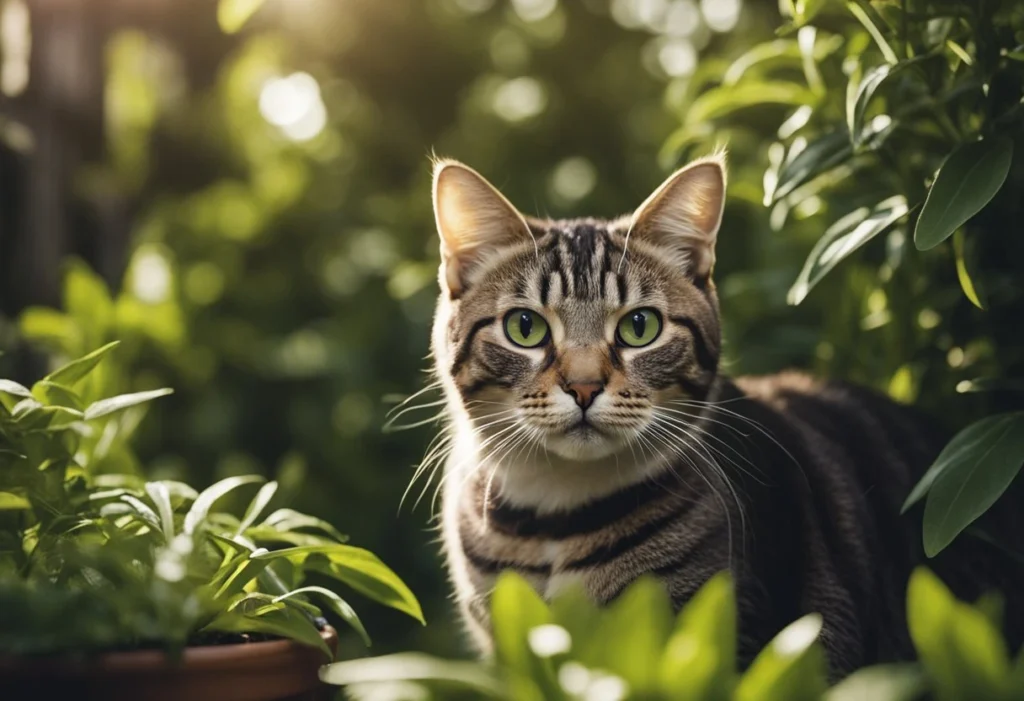 Feline Friend between plants